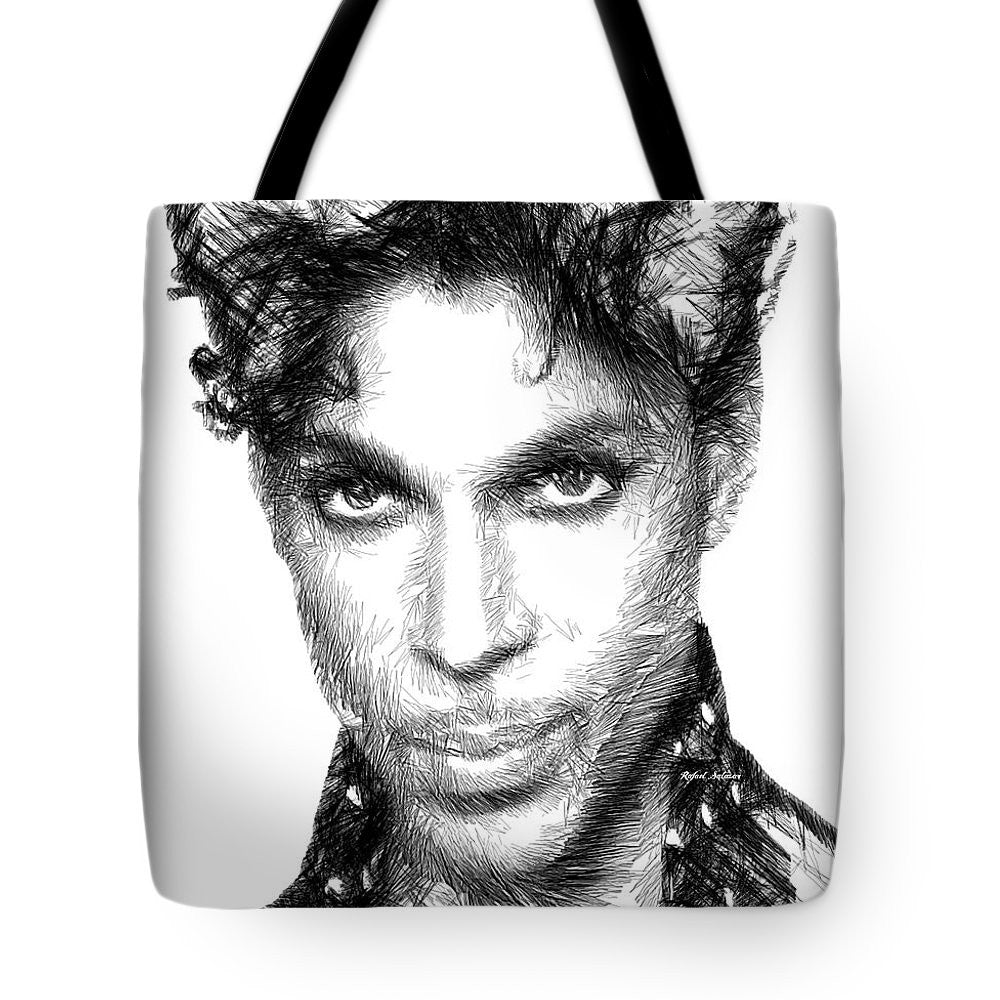 Sac fourre-tout - Prince - Croquis hommage en noir et blanc