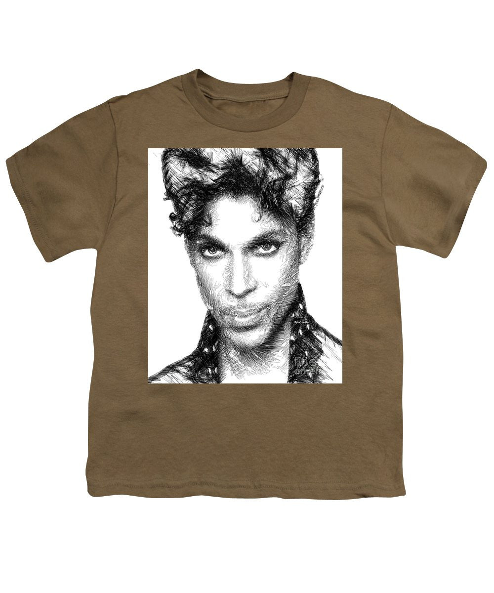 Youth T-Shirt - Prince - Tribute Sketch In Black And White