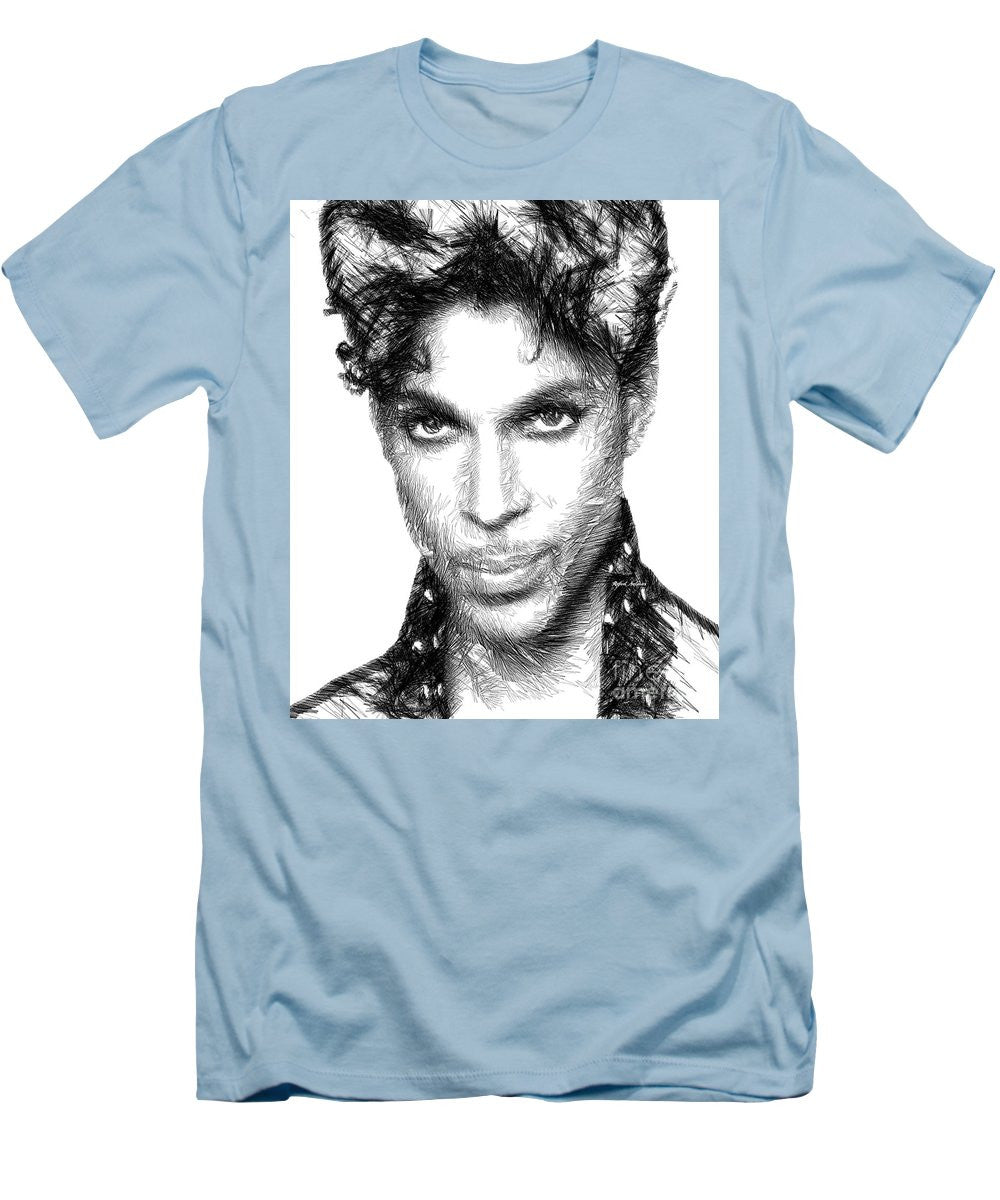 T-shirt pour homme (coupe ajustée) - Prince - Croquis hommage en noir et blanc