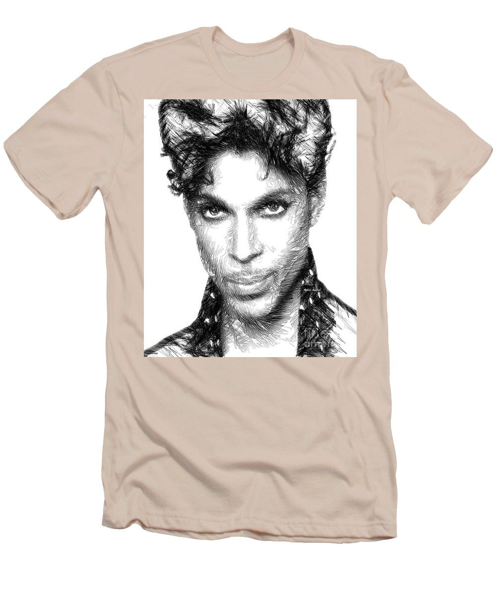 T-shirt pour homme (coupe ajustée) - Prince - Croquis hommage en noir et blanc