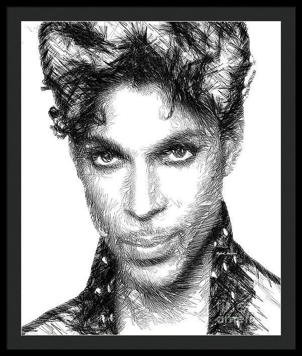 Framed Print - Prince - Tribute Sketch In Black And White