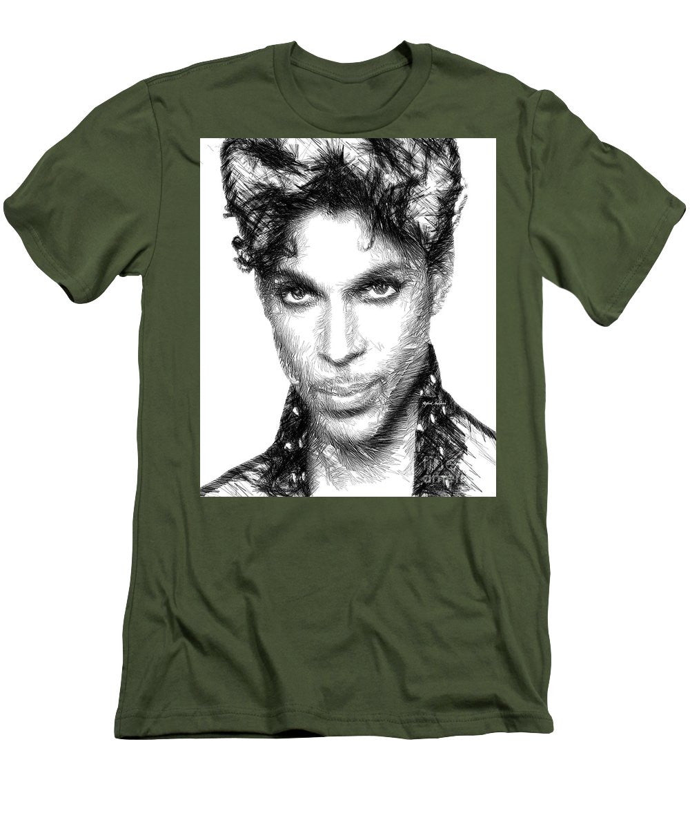 T-shirt pour homme (coupe ajustée) - Prince - Croquis hommage en noir et blanc