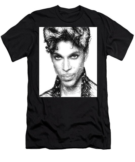 T-shirt pour homme (coupe ajustée) - Prince - Croquis hommage en noir et blanc