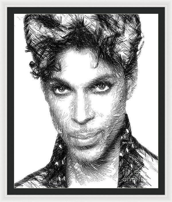 Framed Print - Prince - Tribute Sketch In Black And White