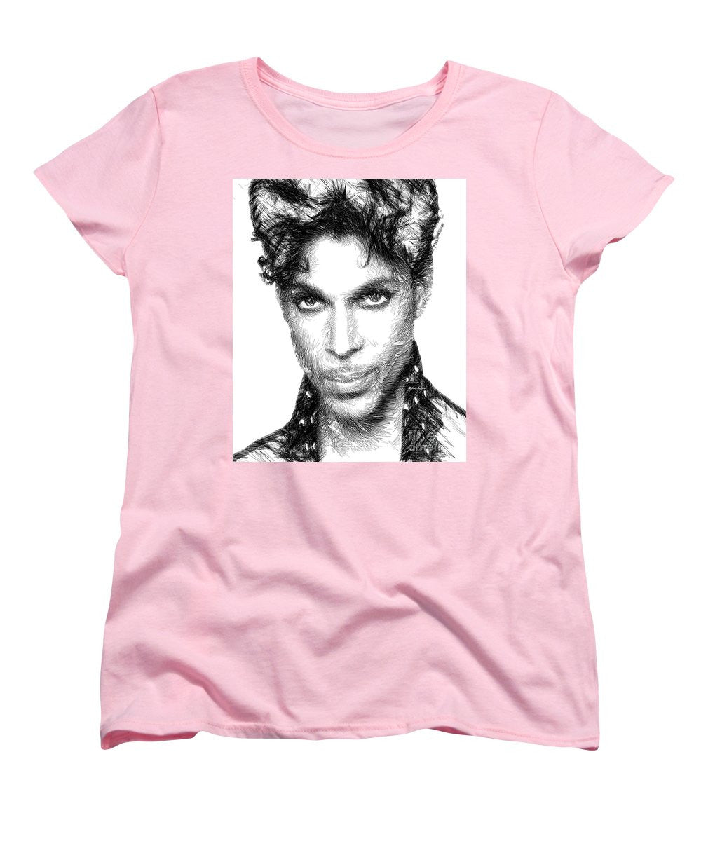 Women's T-Shirt (Standard Cut) - Prince - Tribute Sketch In Black And White