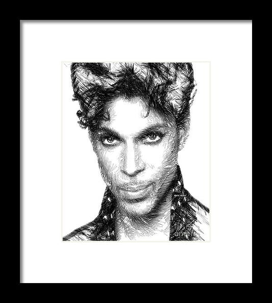 Framed Print - Prince - Tribute Sketch In Black And White