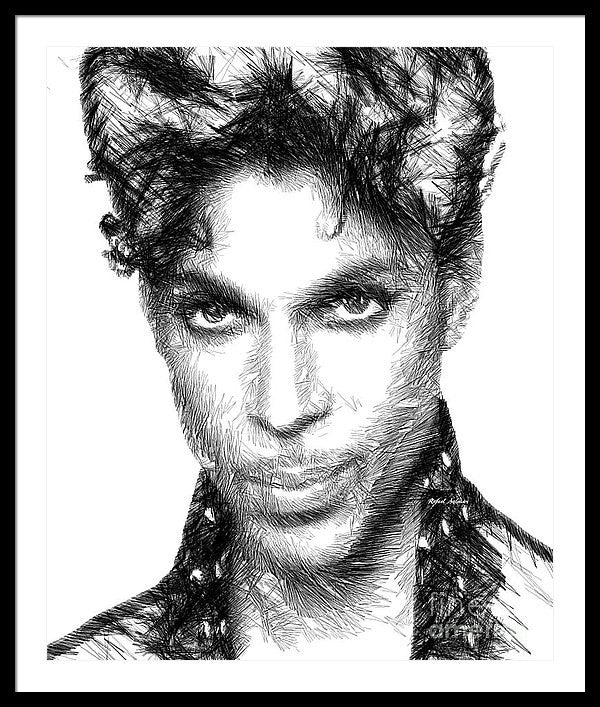 Framed Print - Prince - Tribute Sketch In Black And White