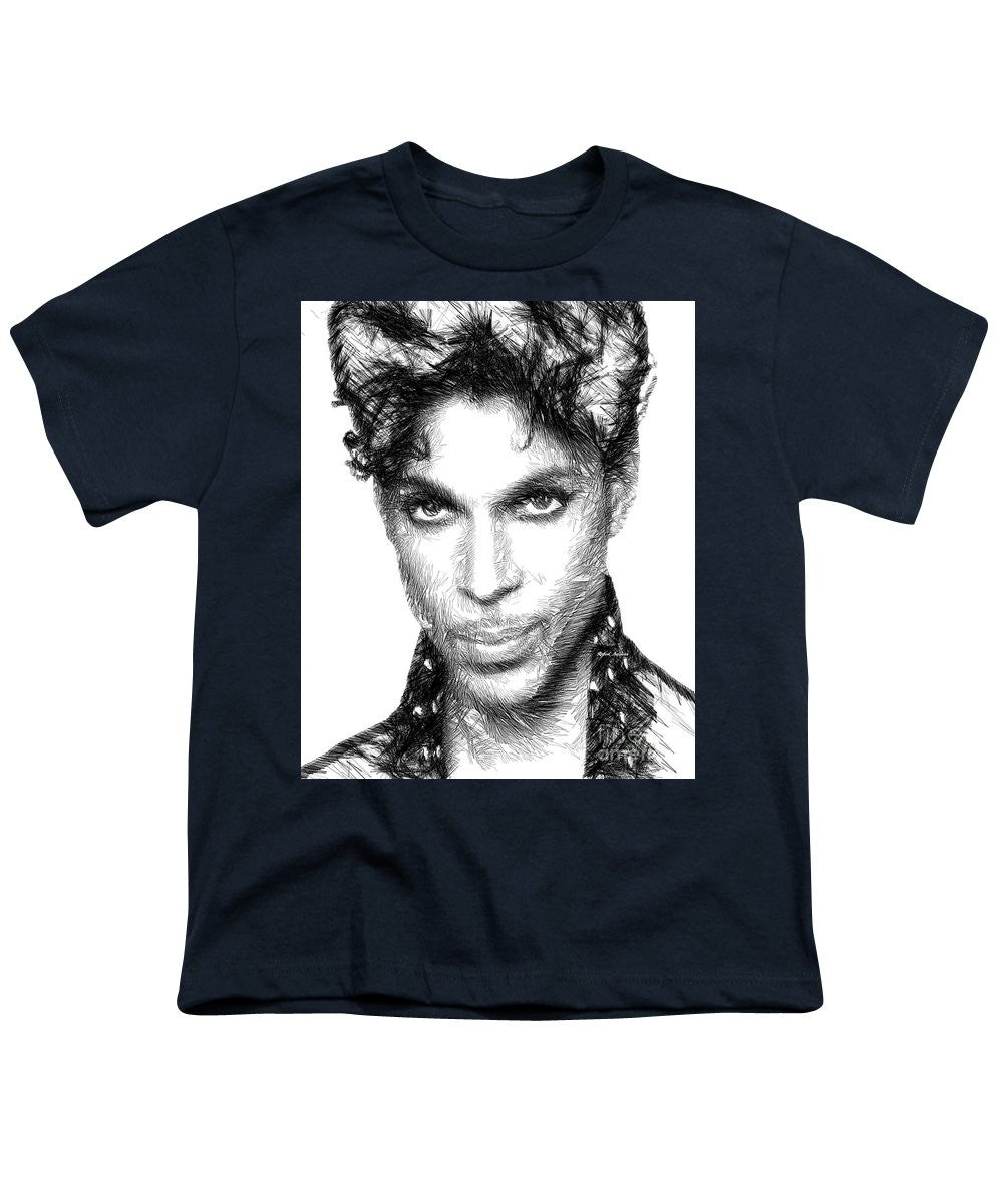 Youth T-Shirt - Prince - Tribute Sketch In Black And White