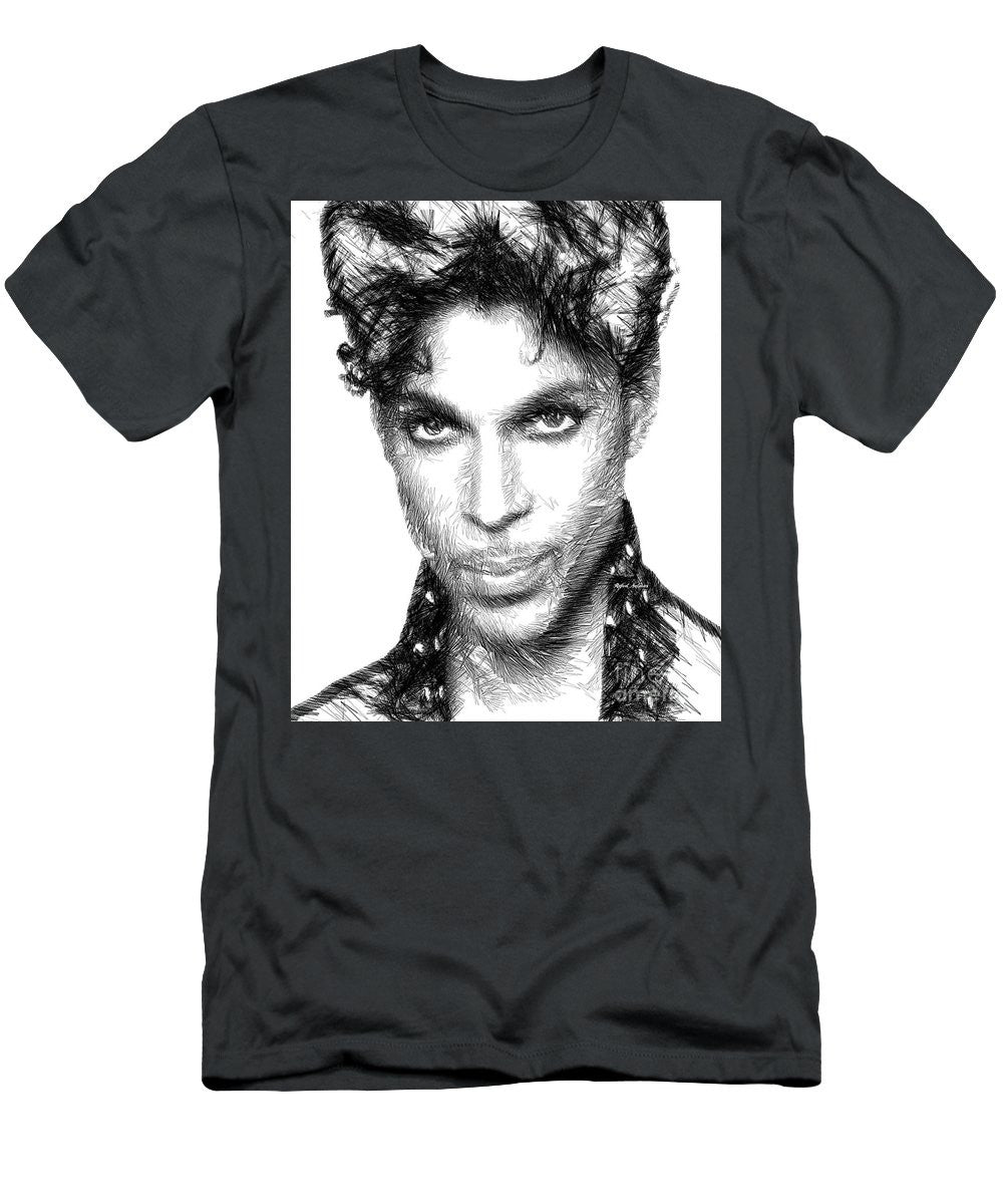 T-shirt pour homme (coupe ajustée) - Prince - Croquis hommage en noir et blanc