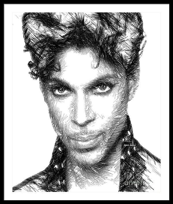 Framed Print - Prince - Tribute Sketch In Black And White