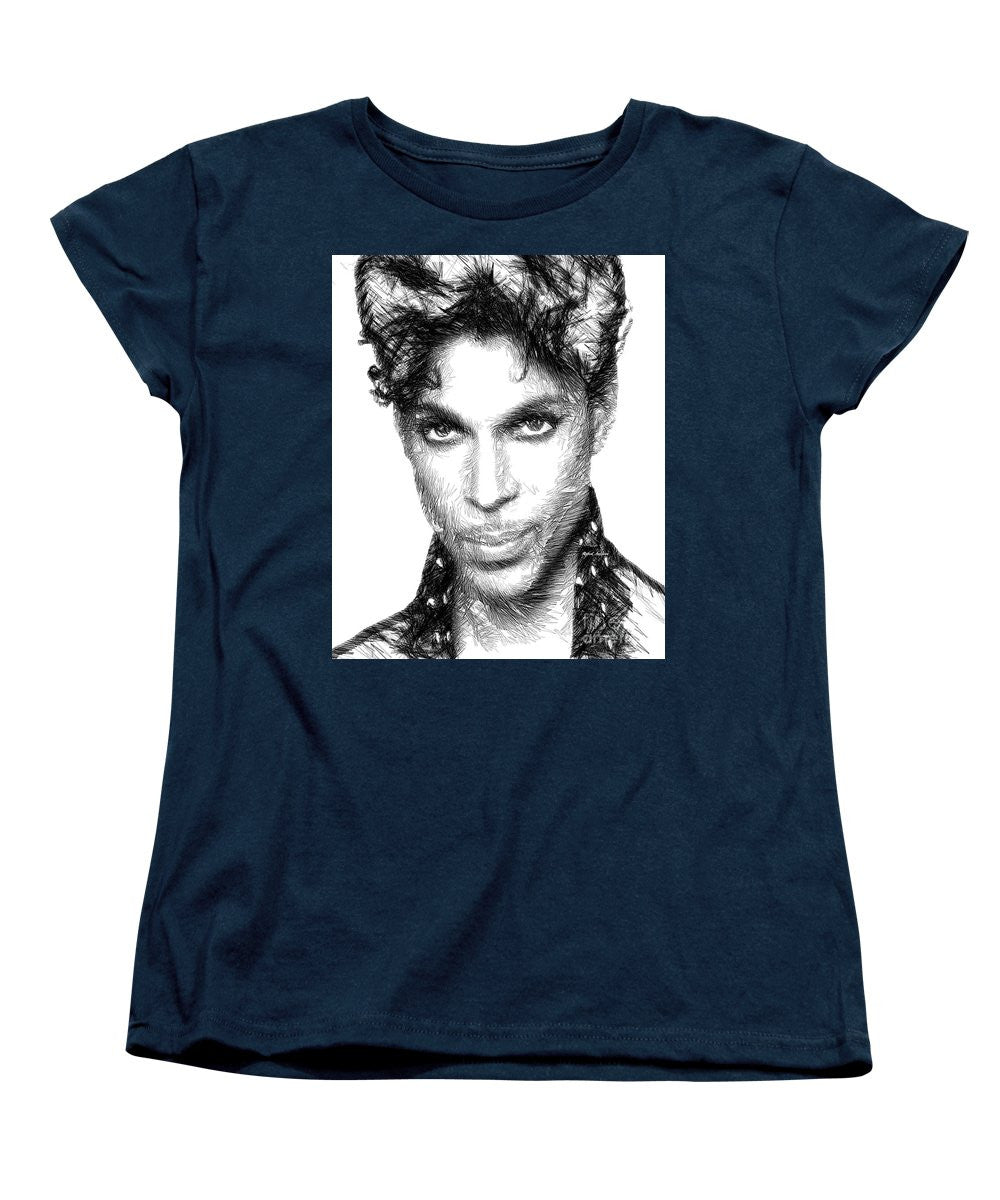 Women's T-Shirt (Standard Cut) - Prince - Tribute Sketch In Black And White