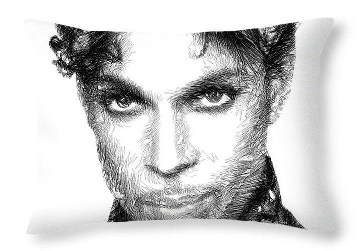 Throw Pillow - Prince - Tribute Sketch In Black And White