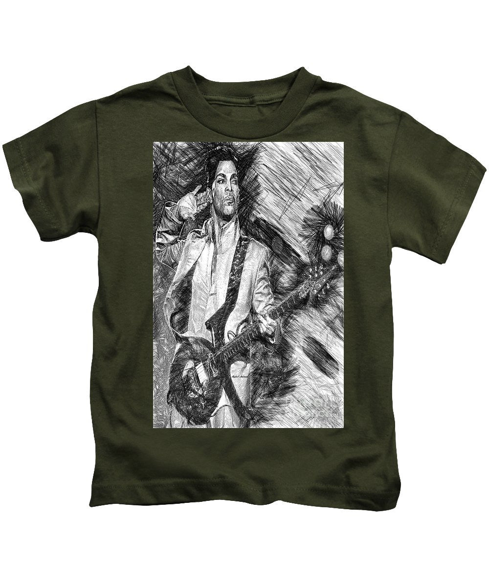 Kids T-Shirt - Prince - Tribute With Guitar In Black And White