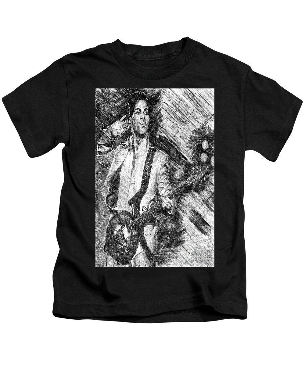 Kids T-Shirt - Prince - Tribute With Guitar In Black And White