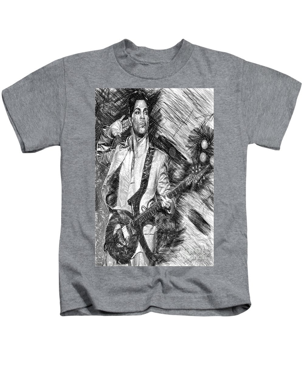 Kids T-Shirt - Prince - Tribute With Guitar In Black And White