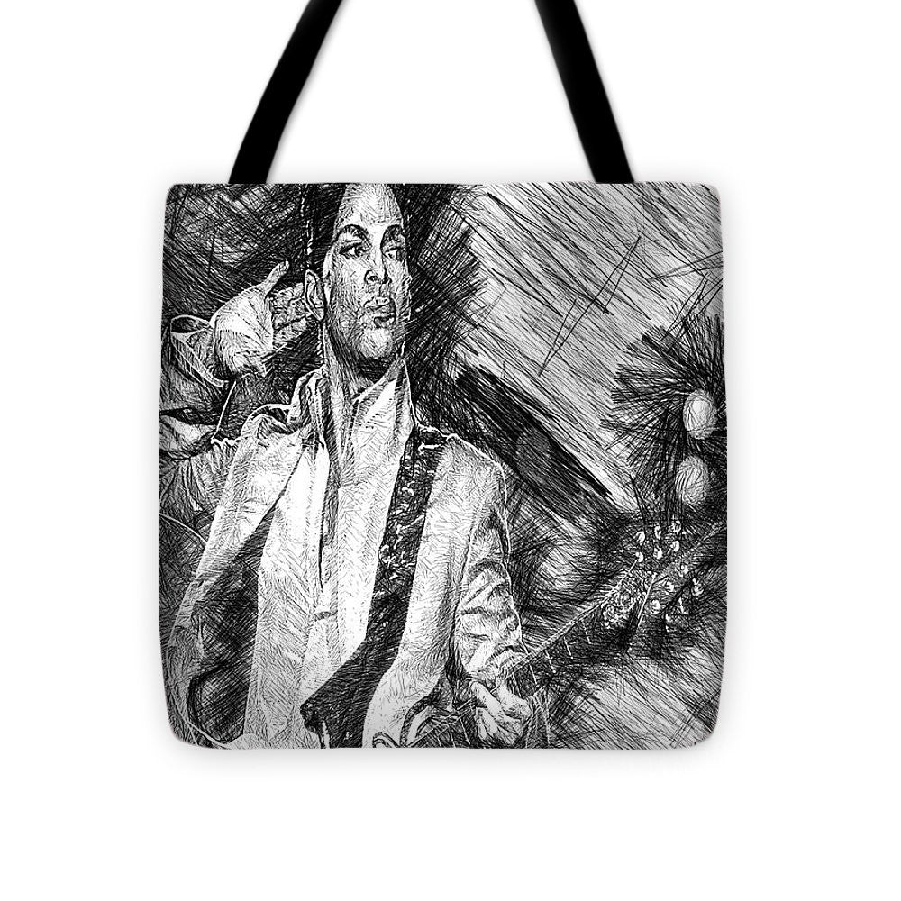 Sac fourre-tout - Prince - Hommage avec guitare en noir et blanc