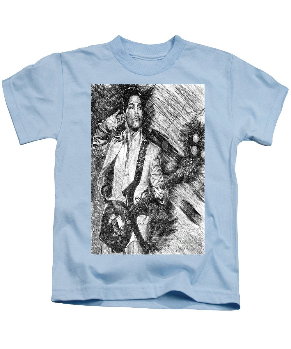 Kids T-Shirt - Prince - Tribute With Guitar In Black And White