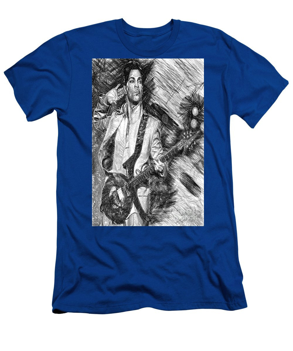 T-shirt pour homme (coupe ajustée) - Prince - Hommage avec guitare en noir et blanc