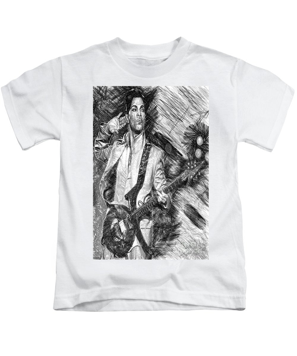 Kids T-Shirt - Prince - Tribute With Guitar In Black And White