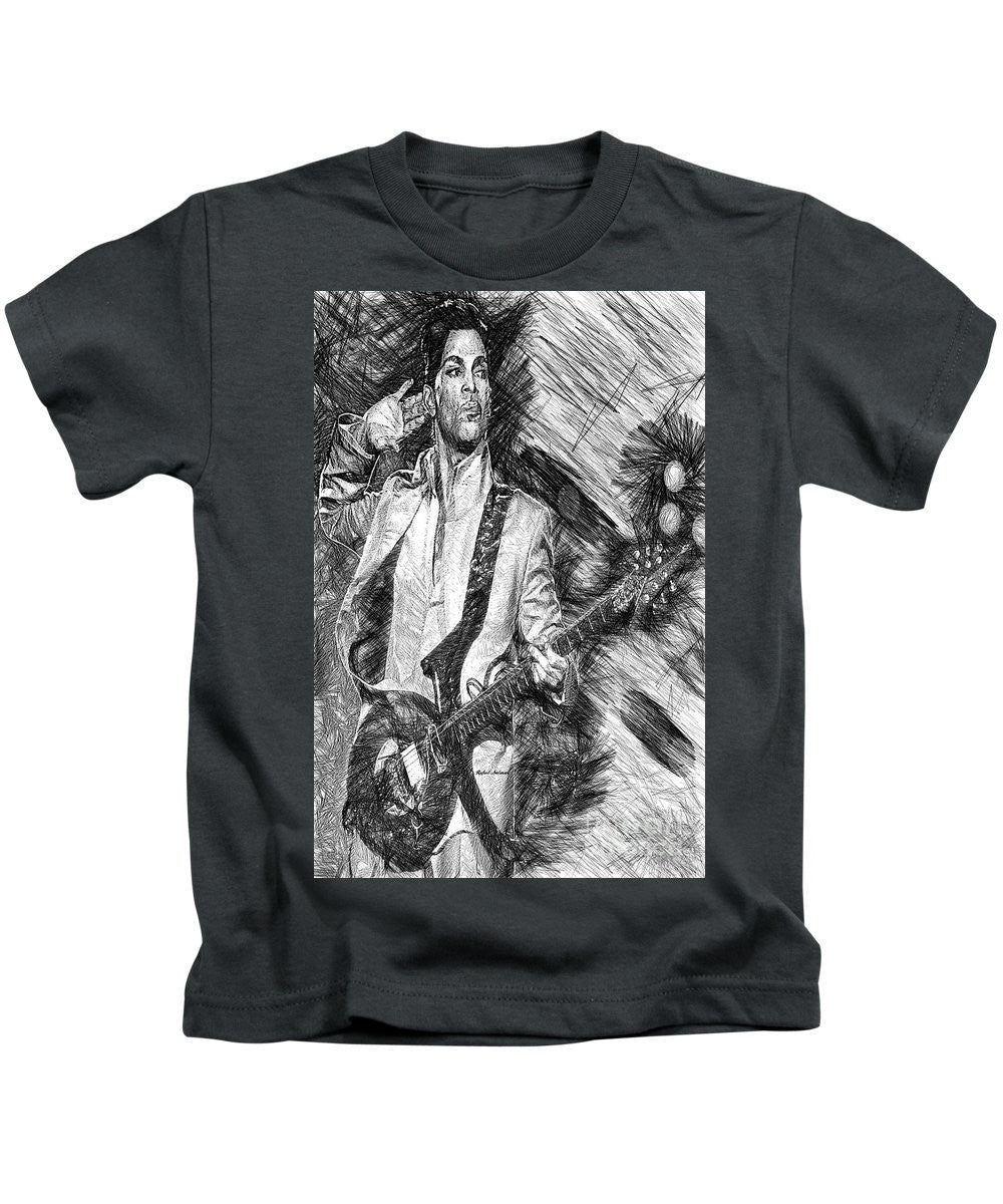 Kids T-Shirt - Prince - Tribute With Guitar In Black And White