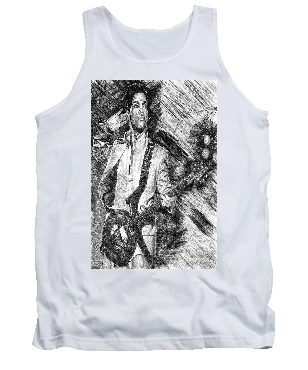 Tank Top - Prince - Tribute With Guitar In Black And White