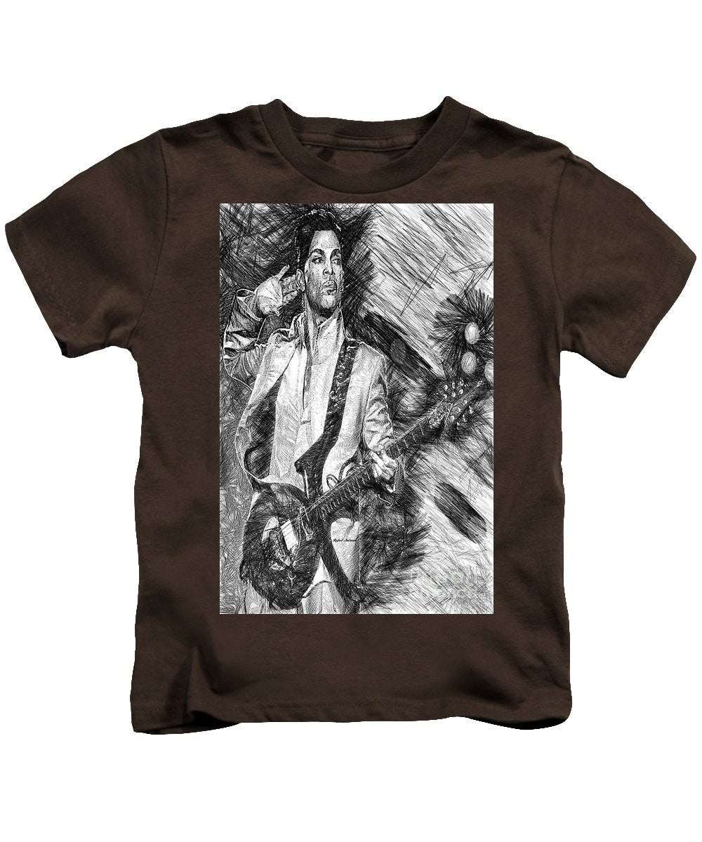 Kids T-Shirt - Prince - Tribute With Guitar In Black And White