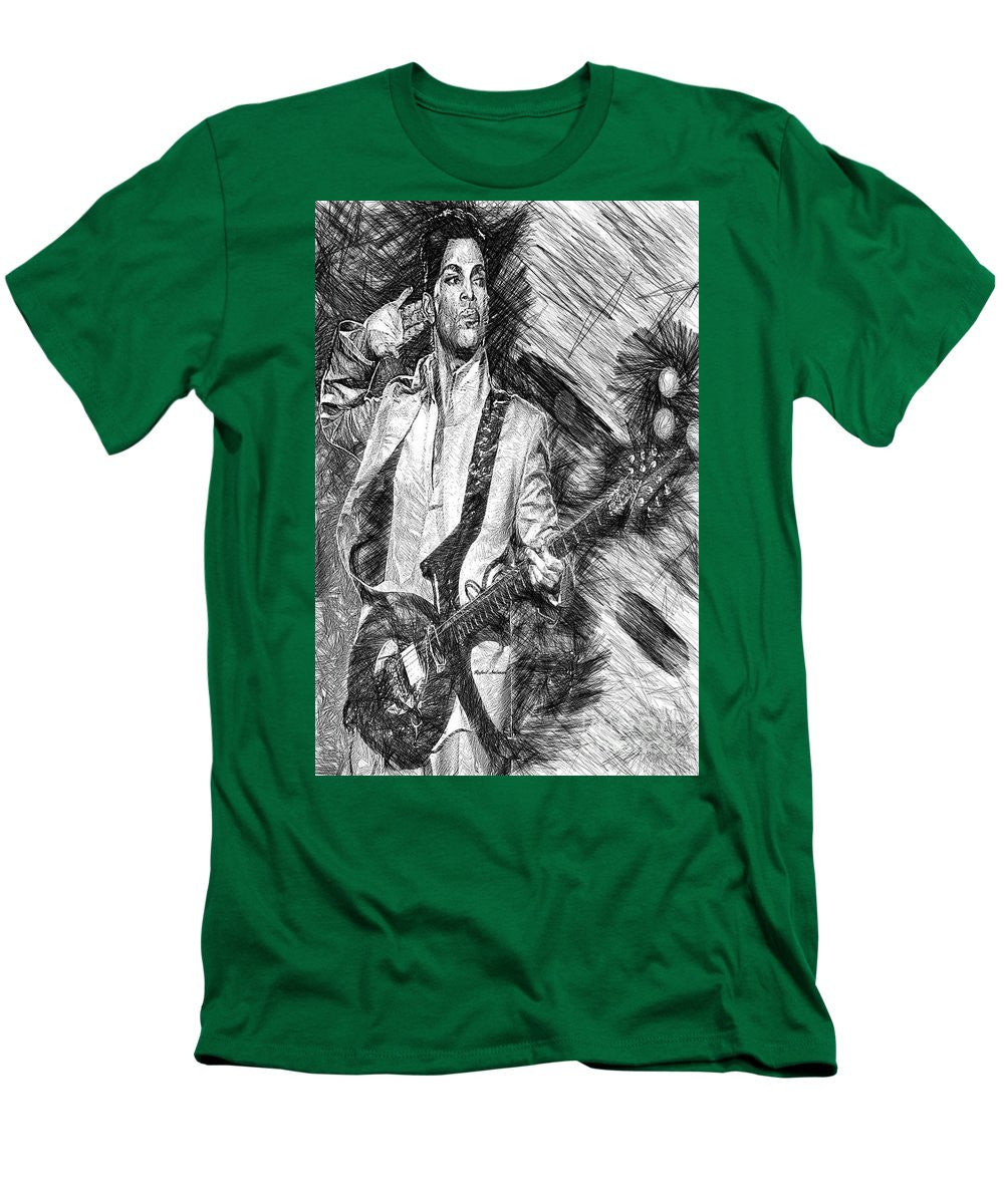 T-shirt pour homme (coupe ajustée) - Prince - Hommage avec guitare en noir et blanc