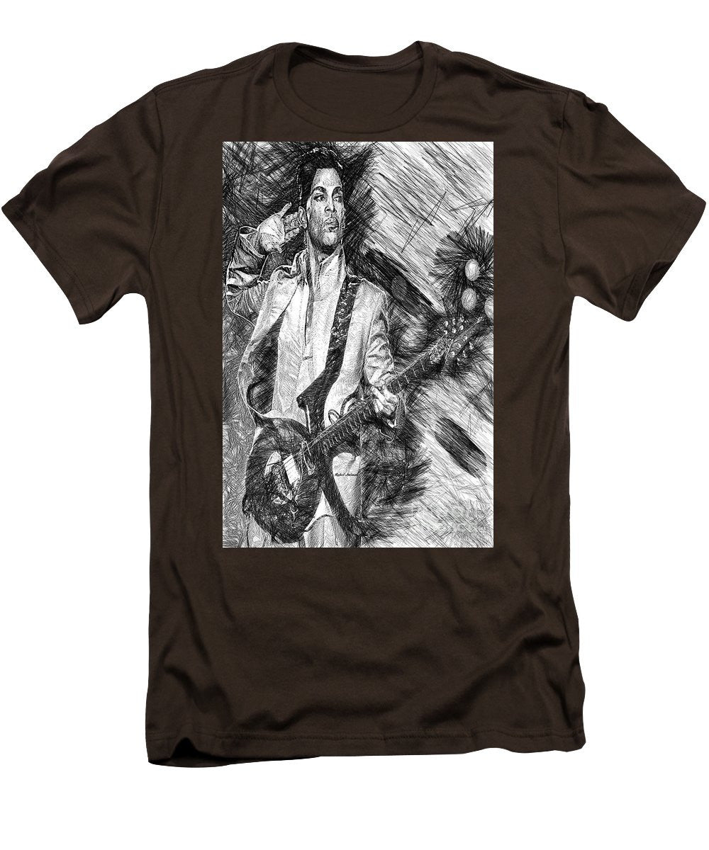 T-shirt pour homme (coupe ajustée) - Prince - Hommage avec guitare en noir et blanc