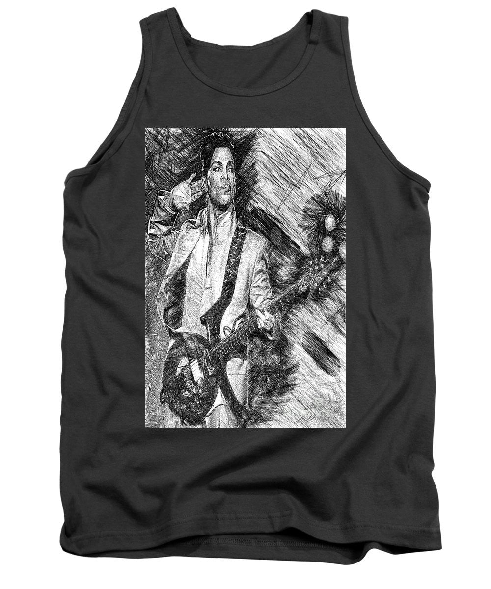 Tank Top - Prince - Tribute With Guitar In Black And White