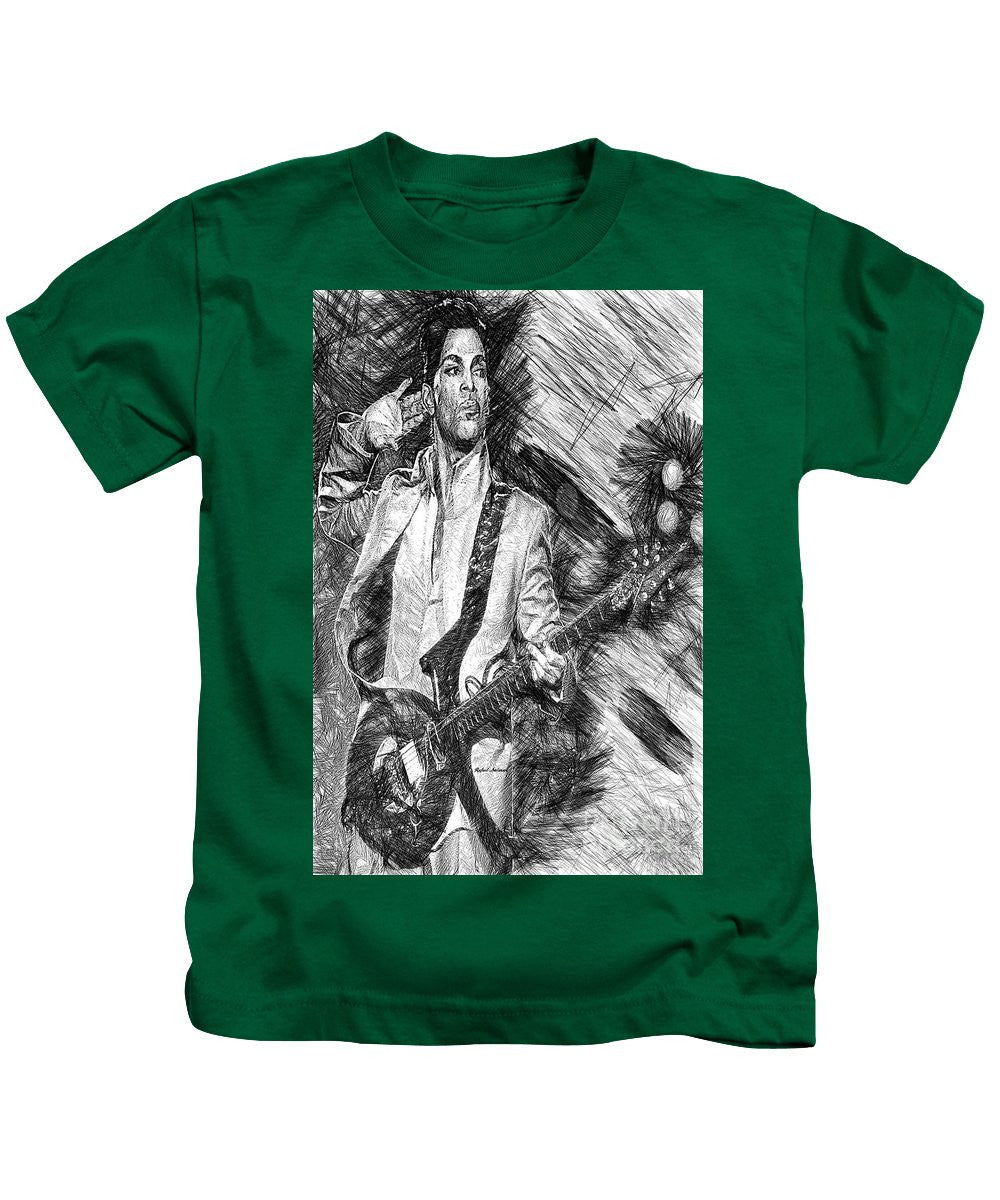 Kids T-Shirt - Prince - Tribute With Guitar In Black And White