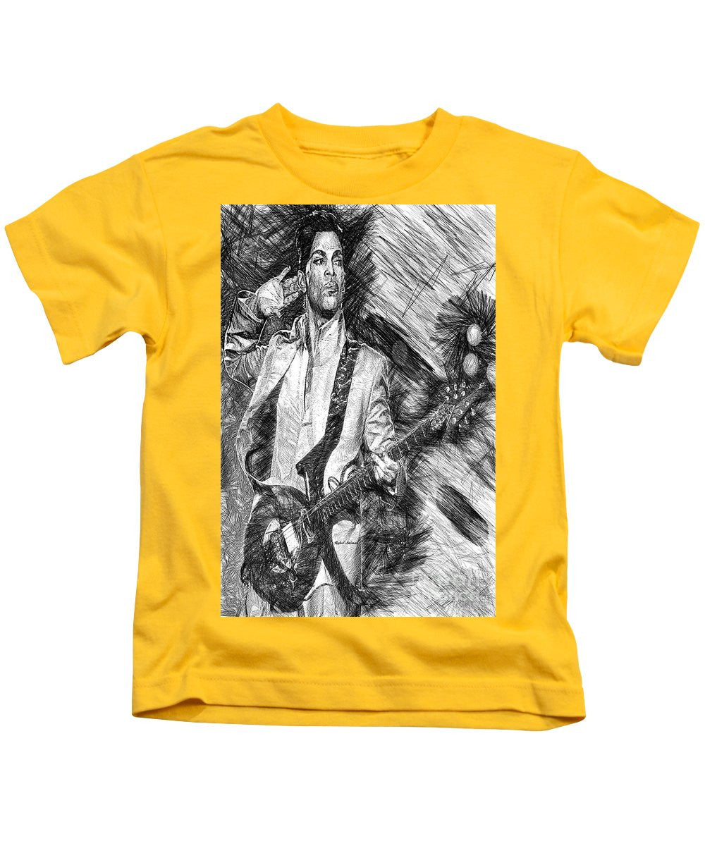 Kids T-Shirt - Prince - Tribute With Guitar In Black And White