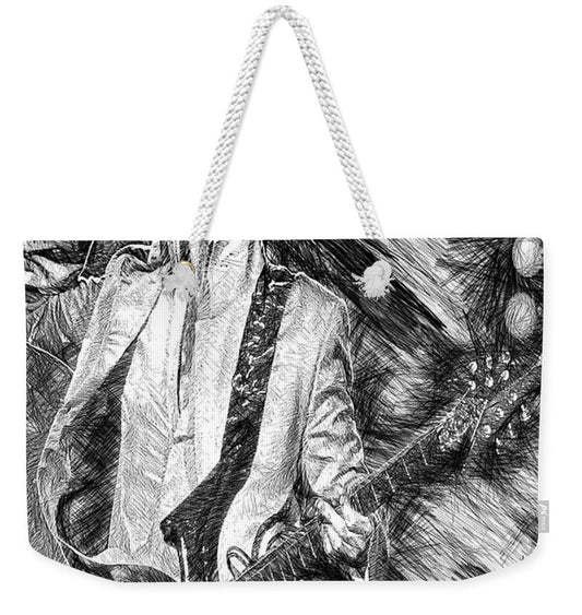 Weekender Tote Bag - Prince - Tribute With Guitar In Black And White