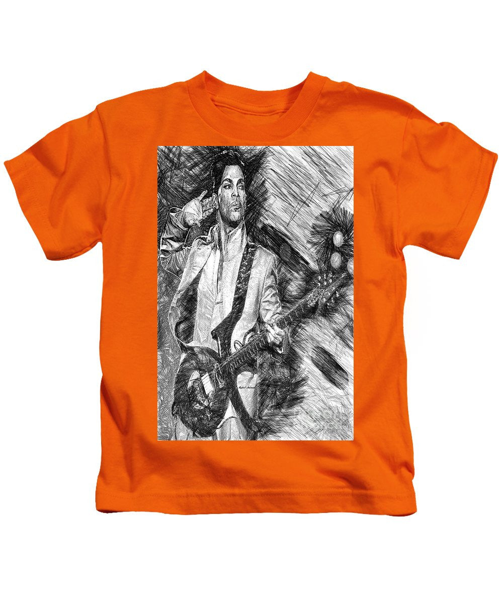 Kids T-Shirt - Prince - Tribute With Guitar In Black And White