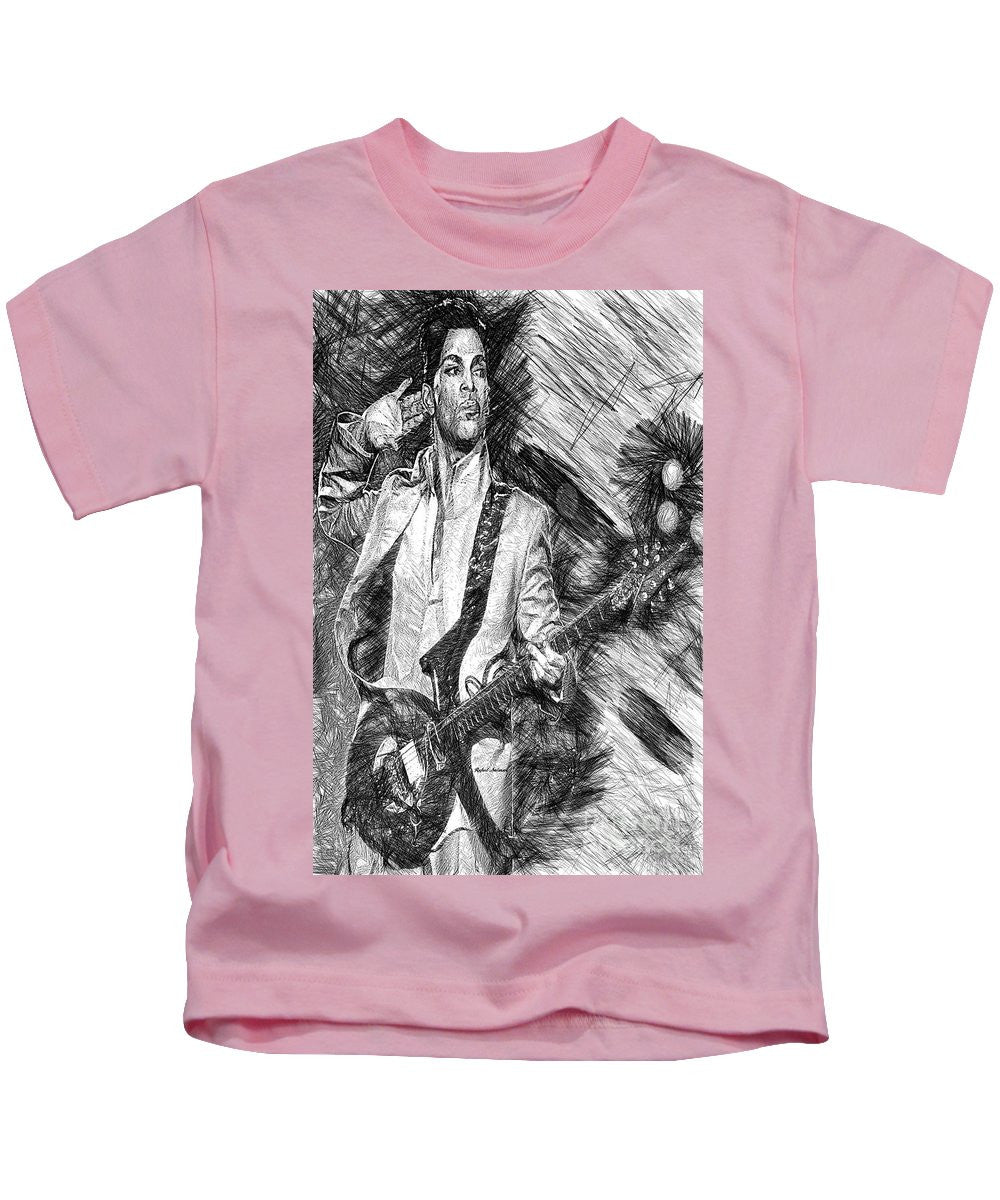 Kids T-Shirt - Prince - Tribute With Guitar In Black And White