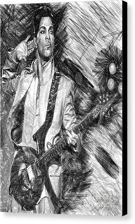 Impression sur toile - Prince - Hommage avec guitare en noir et blanc