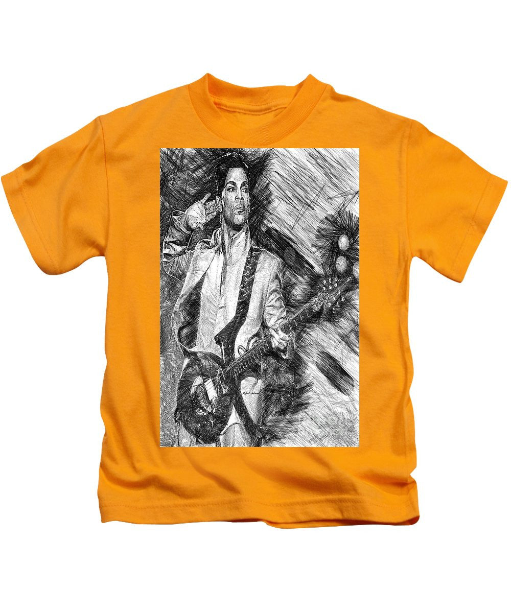 Kids T-Shirt - Prince - Tribute With Guitar In Black And White