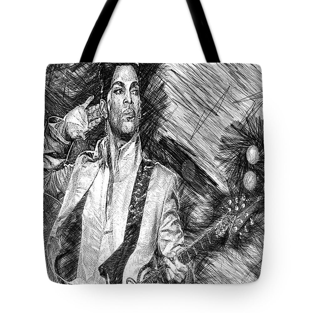 Sac fourre-tout - Prince - Hommage avec guitare en noir et blanc