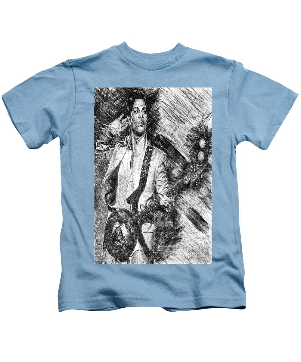 Kids T-Shirt - Prince - Tribute With Guitar In Black And White