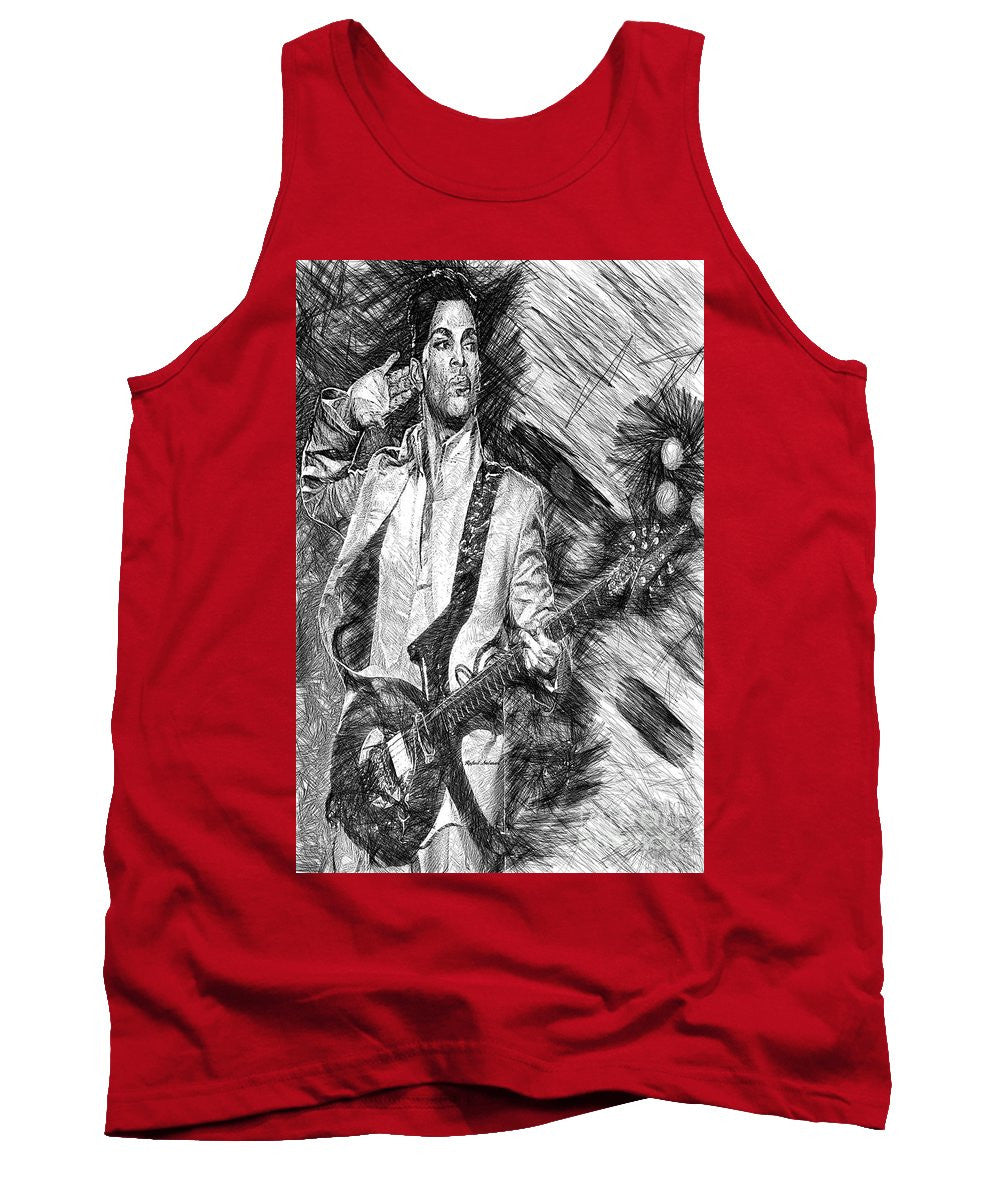 Tank Top - Prince - Tribute With Guitar In Black And White