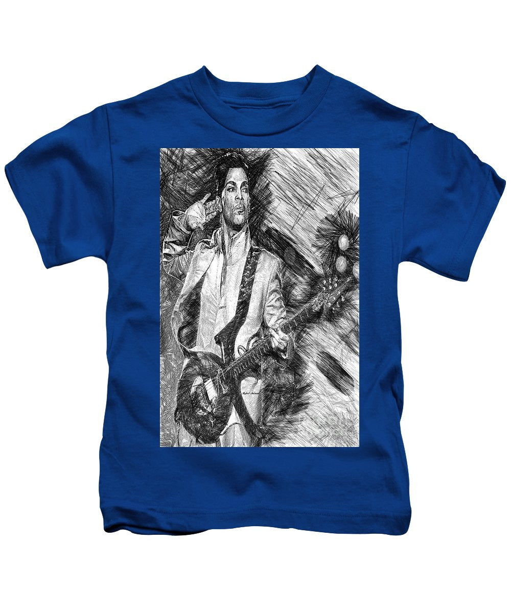 Kids T-Shirt - Prince - Tribute With Guitar In Black And White