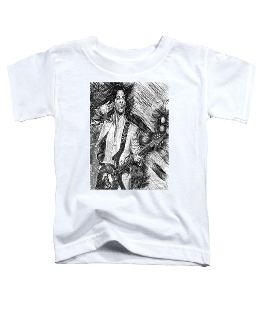 Toddler T-Shirt - Prince - Tribute With Guitar In Black And White