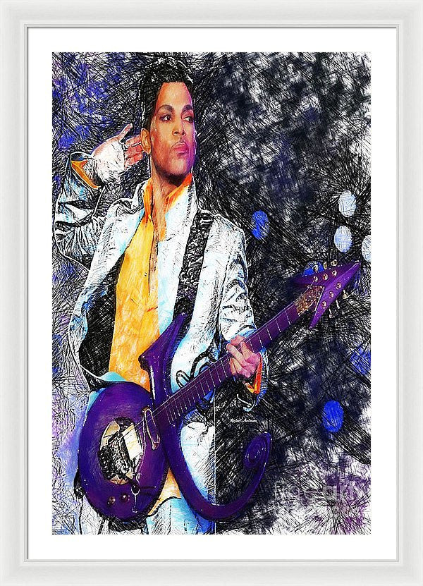 Framed Print - Prince - Tribute With Guitar