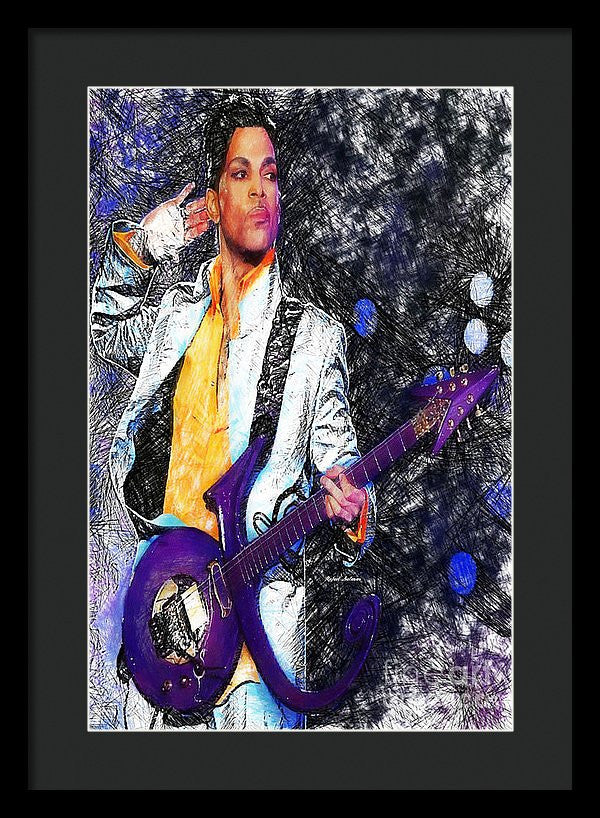 Framed Print - Prince - Tribute With Guitar