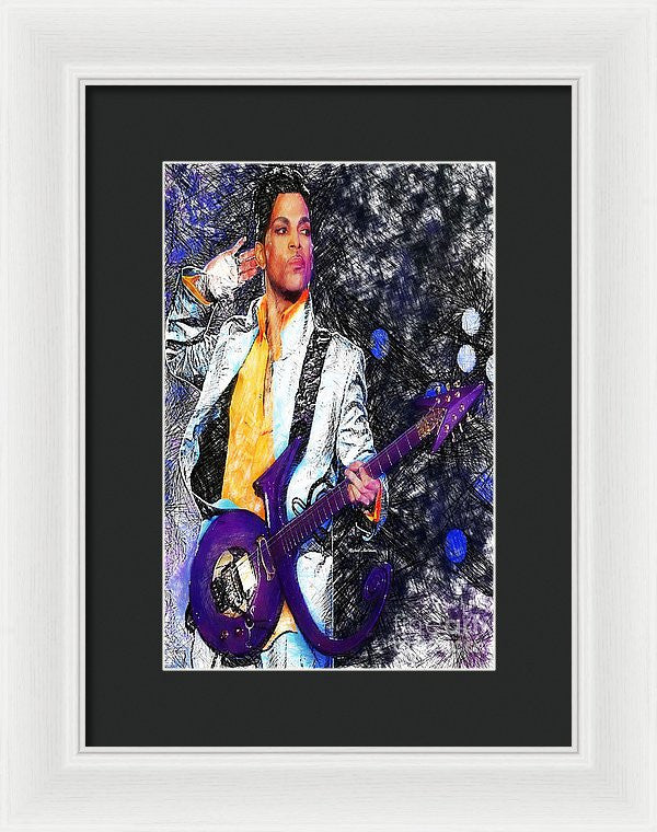 Framed Print - Prince - Tribute With Guitar