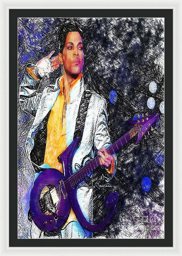 Framed Print - Prince - Tribute With Guitar