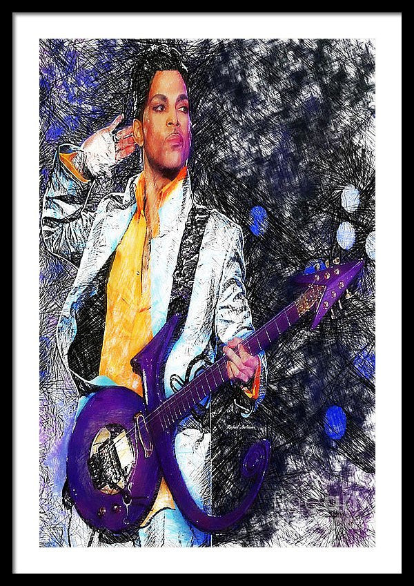 Framed Print - Prince - Tribute With Guitar