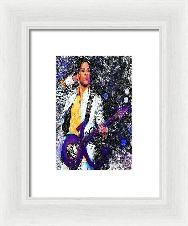 Framed Print - Prince - Tribute With Guitar