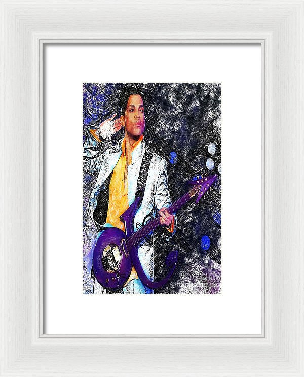 Framed Print - Prince - Tribute With Guitar