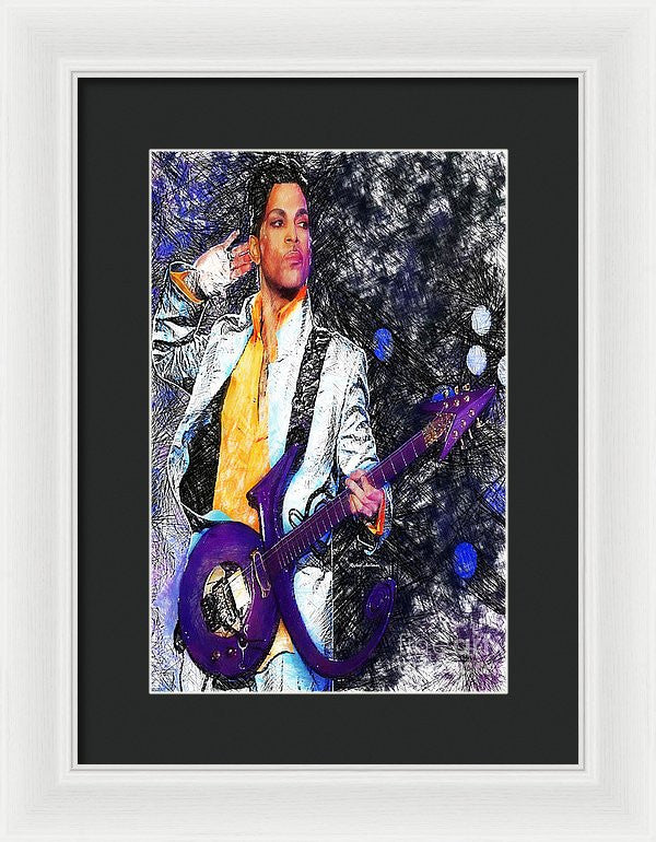 Framed Print - Prince - Tribute With Guitar