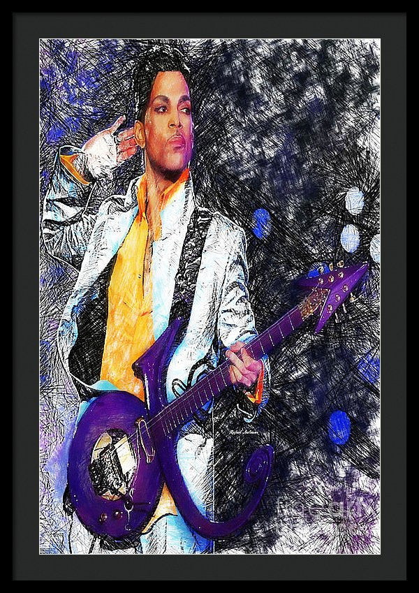 Framed Print - Prince - Tribute With Guitar